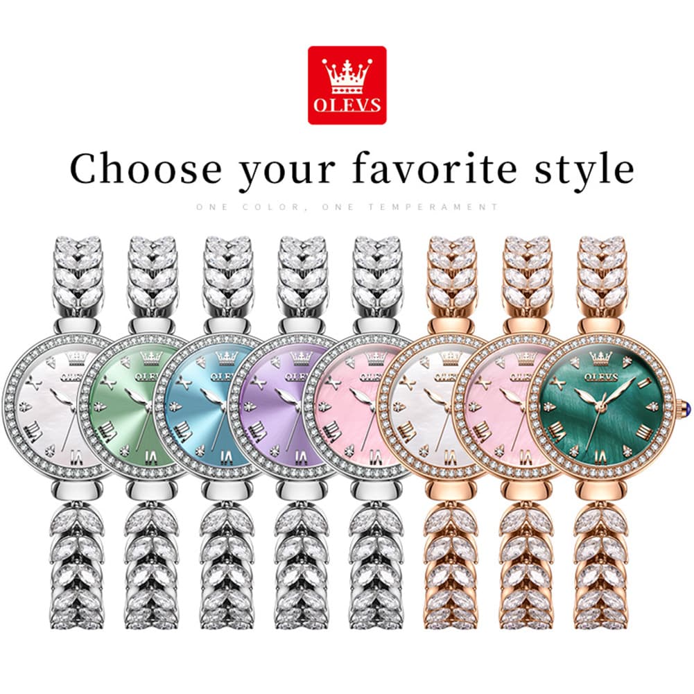 OLEVS 9971 Mermaid Bracelet Crystal Quartz Watch for Women