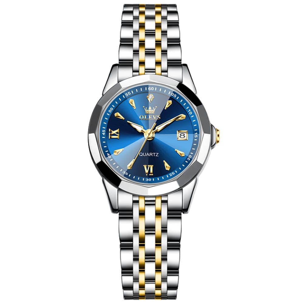 OLEVS 9998 Diamond Cut Glass Couple Dress Watch for Men and Women