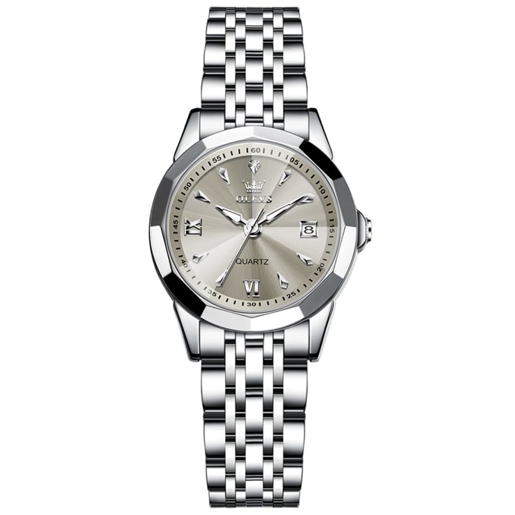 OLEVS 9998 Diamond Cut Glass Couple Dress Watch for Men and Women