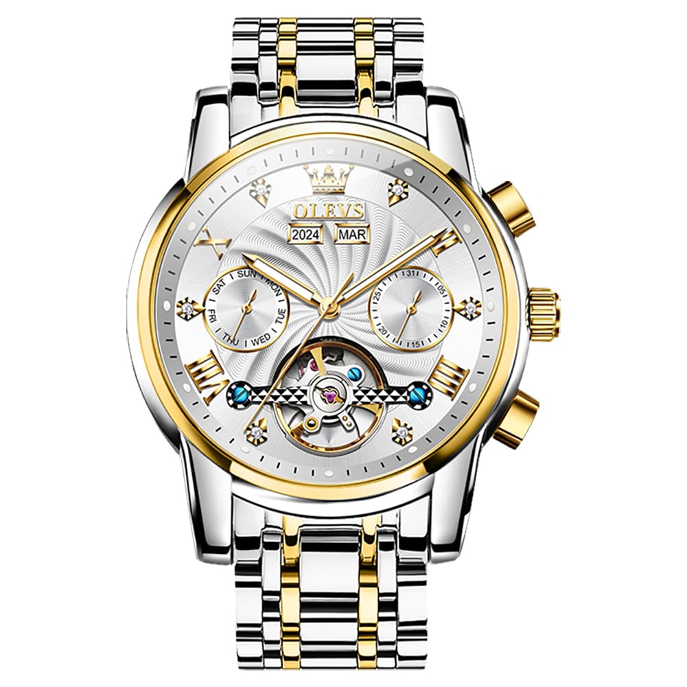 OLEVS 7088 Open Heart Roman Numeral Automatic Watch For Men