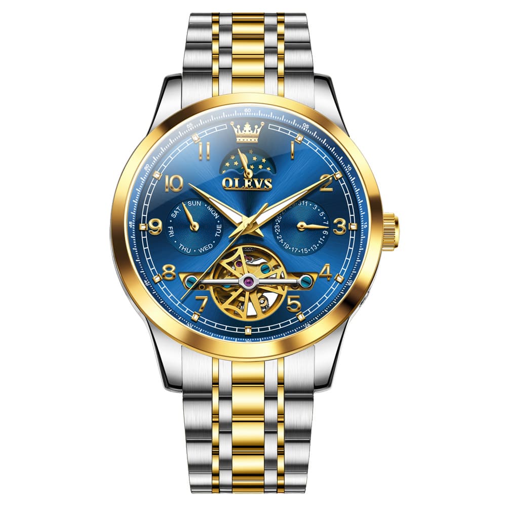 OLEVS 7071 Open Heart Moon Phase Automatic Watch For Men