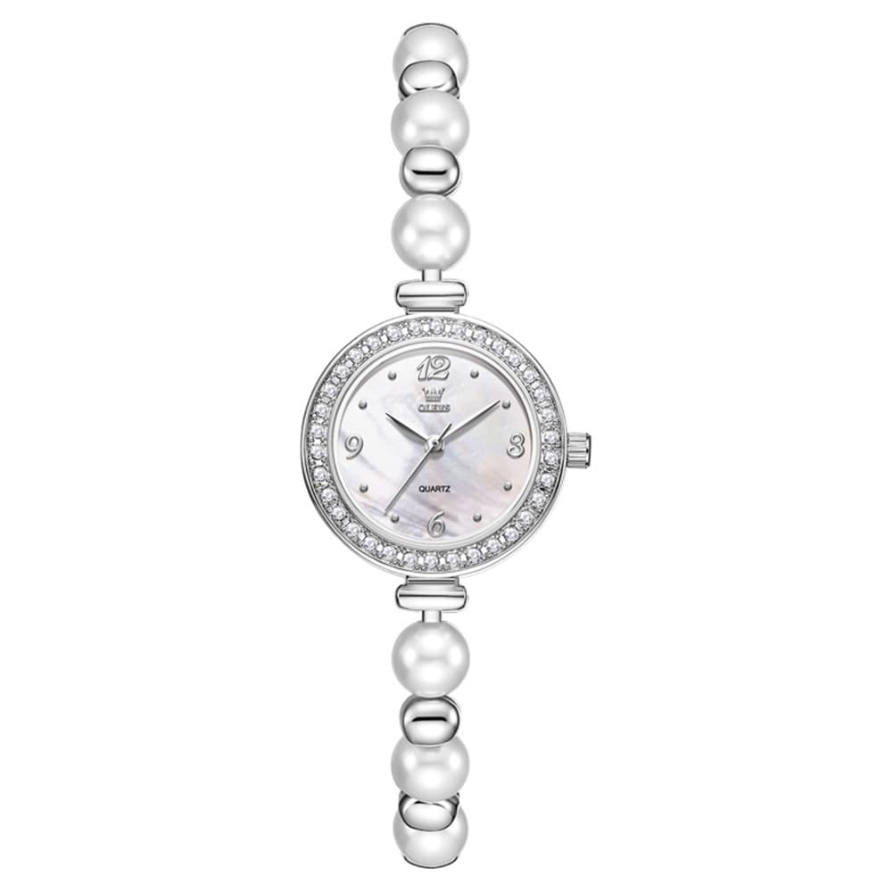 OLEVS Women Pearl Bracelet Watch Diamond Bezel Mother of Pearl Quartz 5640