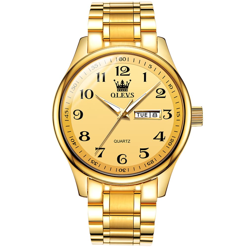 OLEVS Men and Women Couple Watch Stainless Steel Quartz Day Date Arabic Numerals 5567