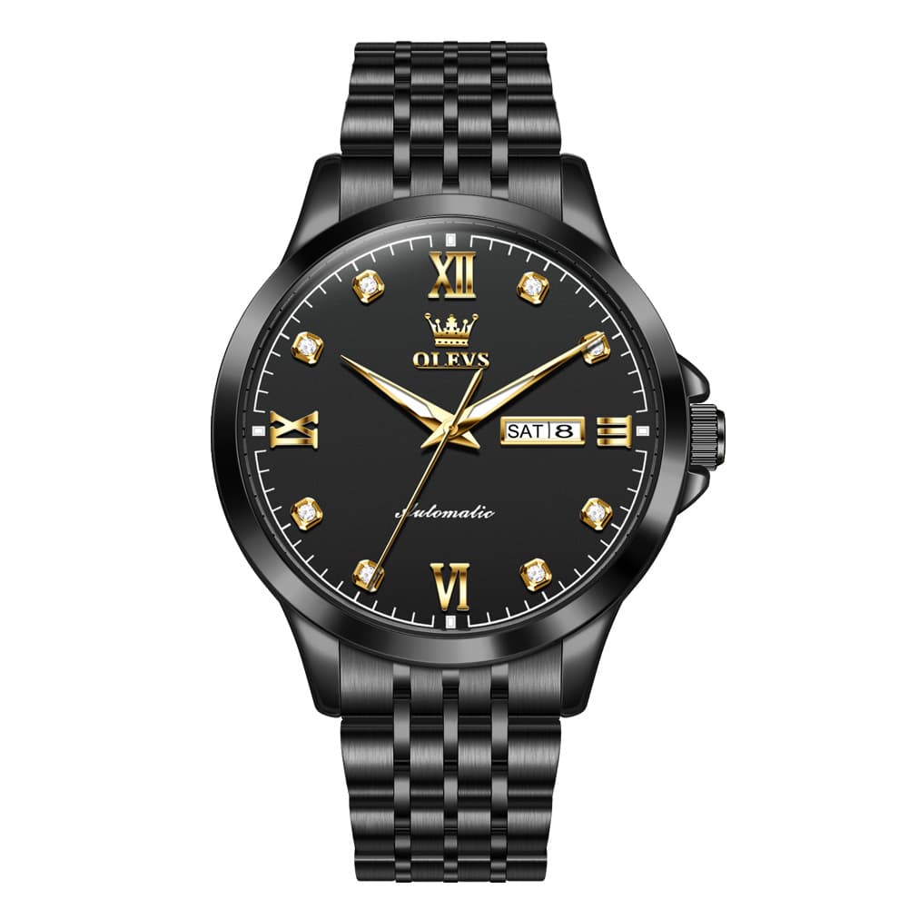 OLEVS 7092 Diamond Accent Dual Calendar Automatic Watch For Men