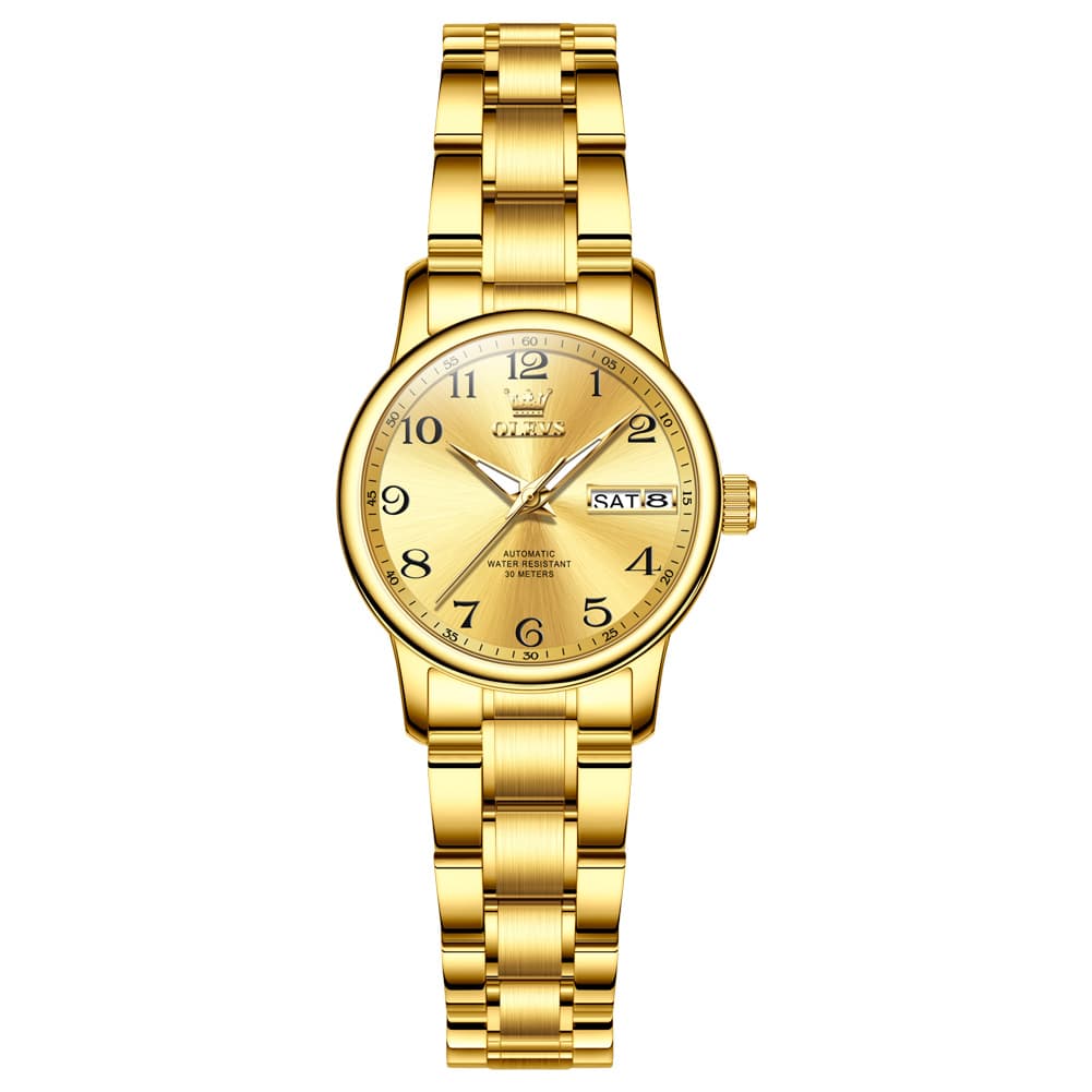 OLEVS 7072 Arabic Numeral Dual Calendar Automatic Watch For Women