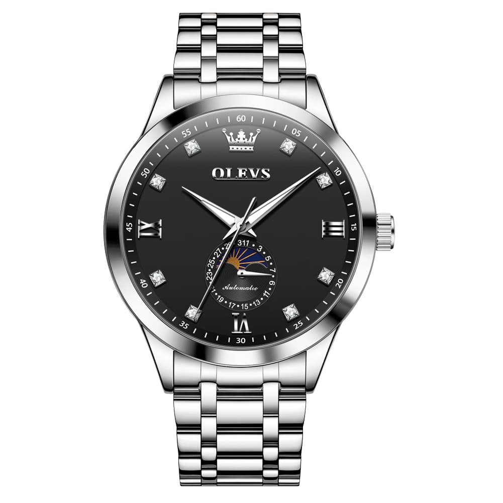 OLEVS 7041 Solid Steel Moon Phase Automatic Watch For Men