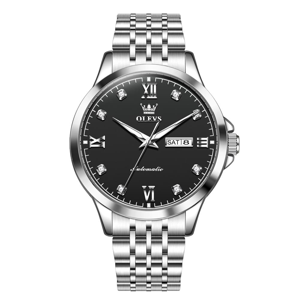 OLEVS 7092 Diamond Accent Dual Calendar Automatic Watch For Men