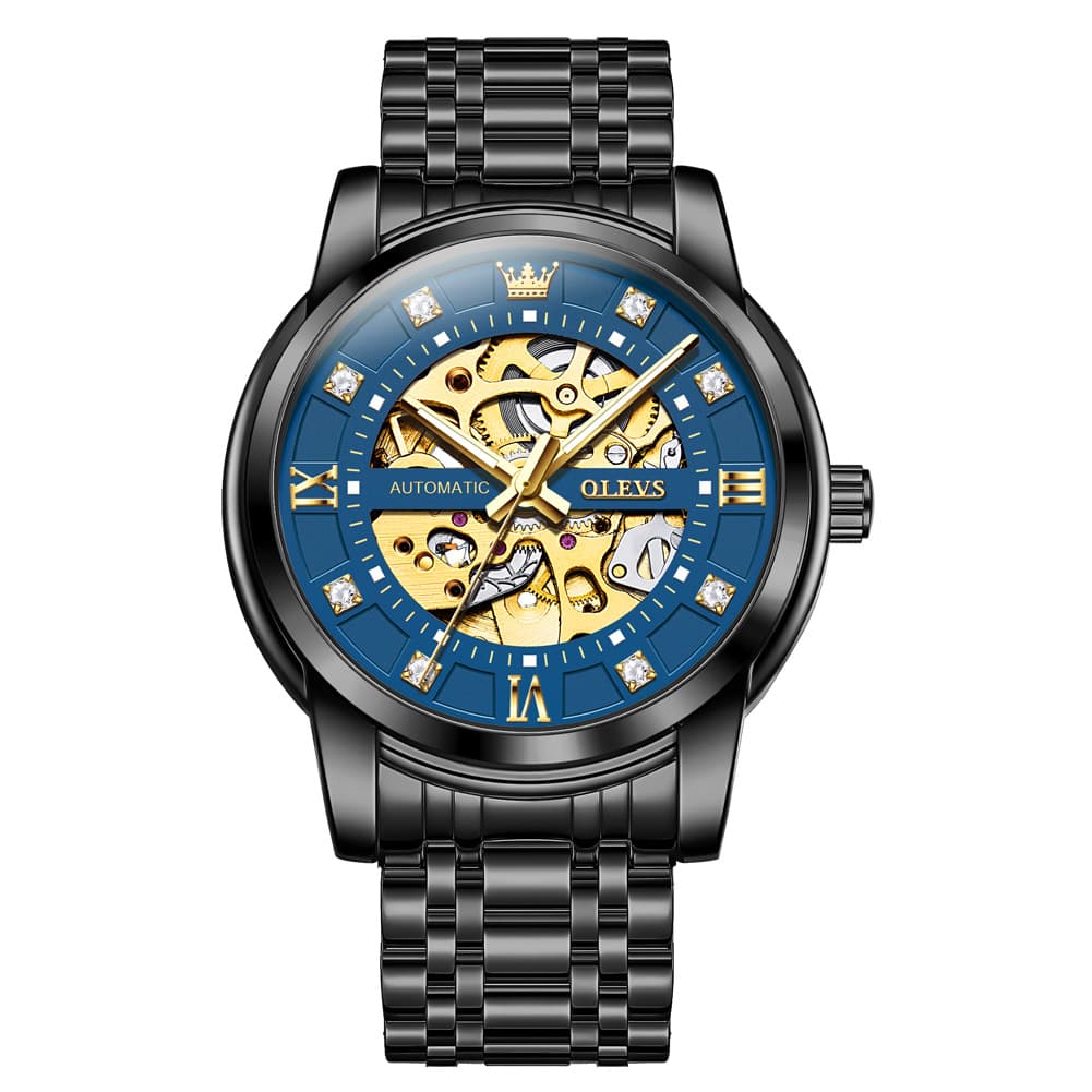 OLEVS Full Skeleton Diamond Dial Automatic Mechanical Watch 9901 for Men