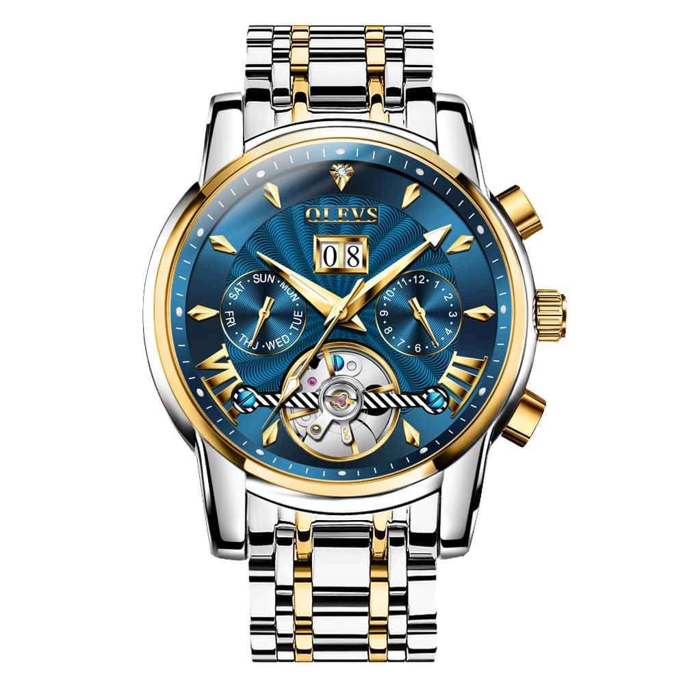 OLEVS Open Heart Multifunction Automatic Mechanical Watch 9965 Big Date for Men