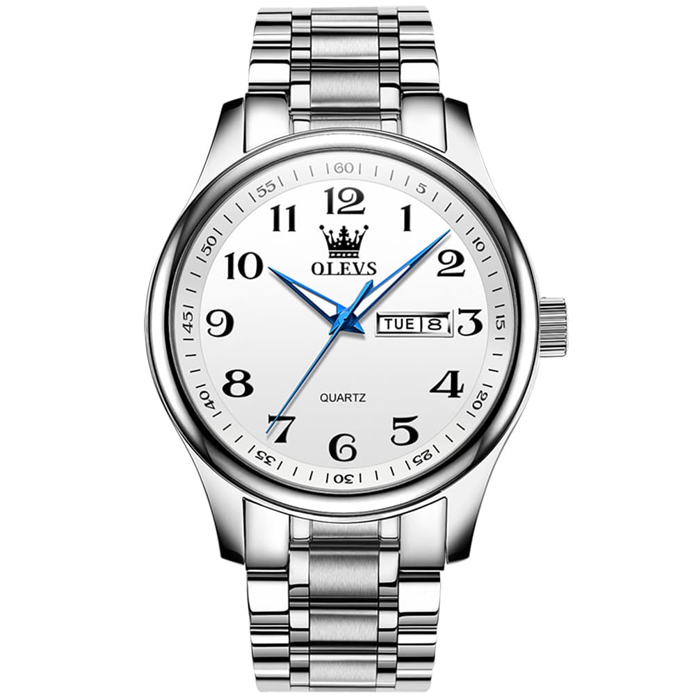 OLEVS Men and Women Couple Watch Stainless Steel Quartz Day Date Arabic Numerals 5567