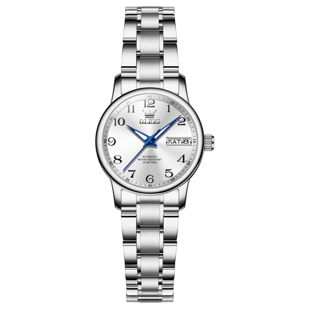 OLEVS 7072 Arabic Numeral Dual Calendar Automatic Watch For Women
