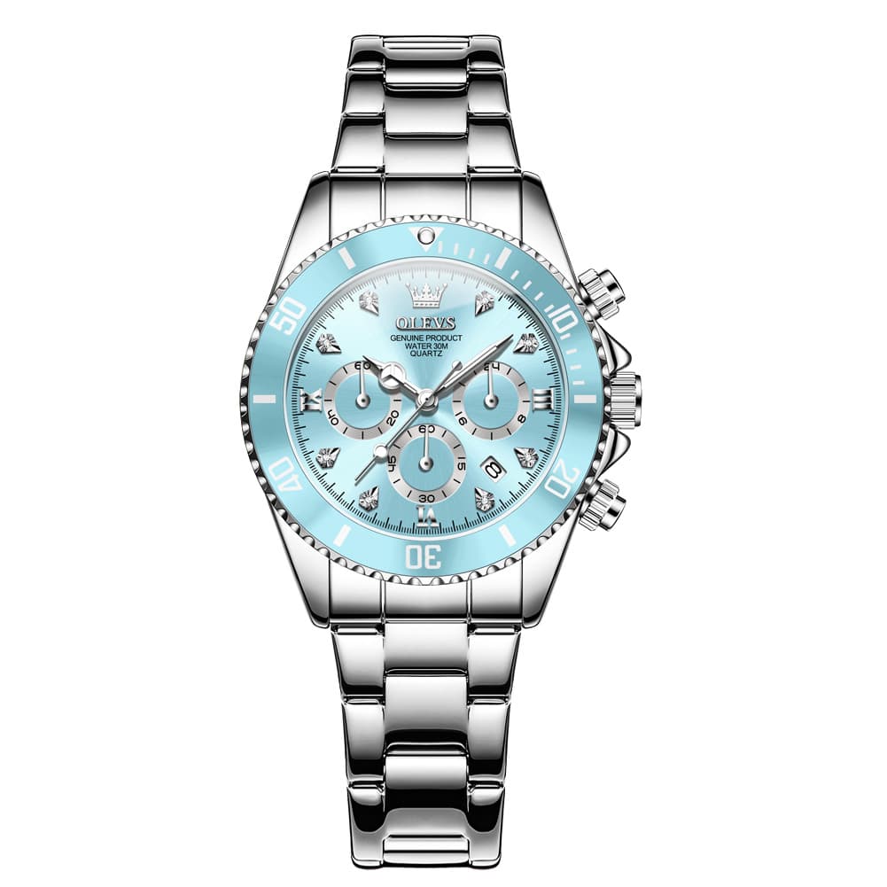 OLEVS Women Chronograph Watch Stainless Steel Sport Date Quartz 5632