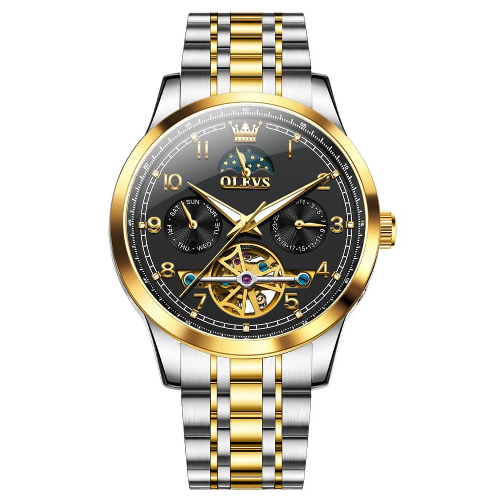 OLEVS 7071 Open Heart Moon Phase Automatic Watch For Men
