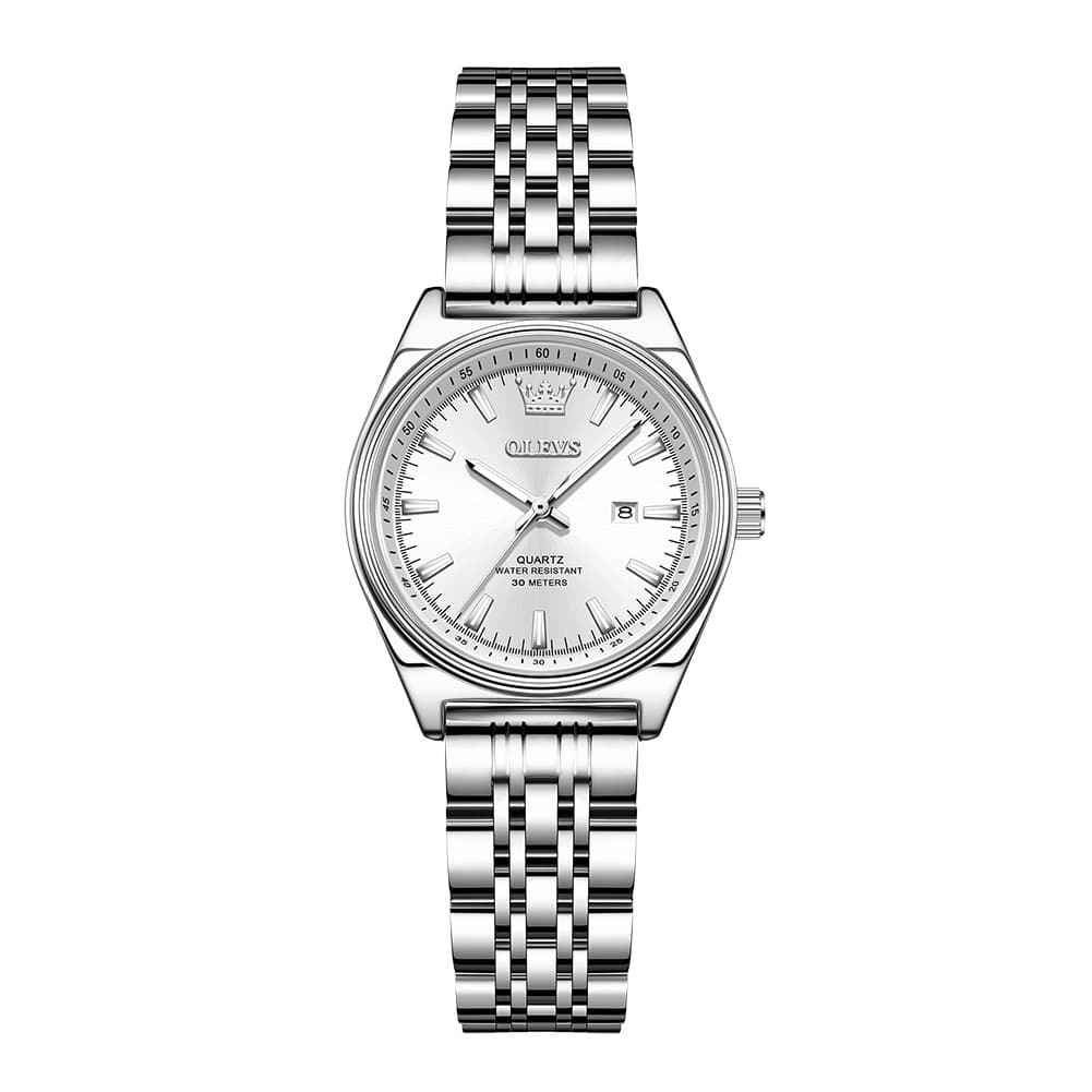 OLEVS 3703 Elegant Textured Dial Stainless Steel Womens Watch