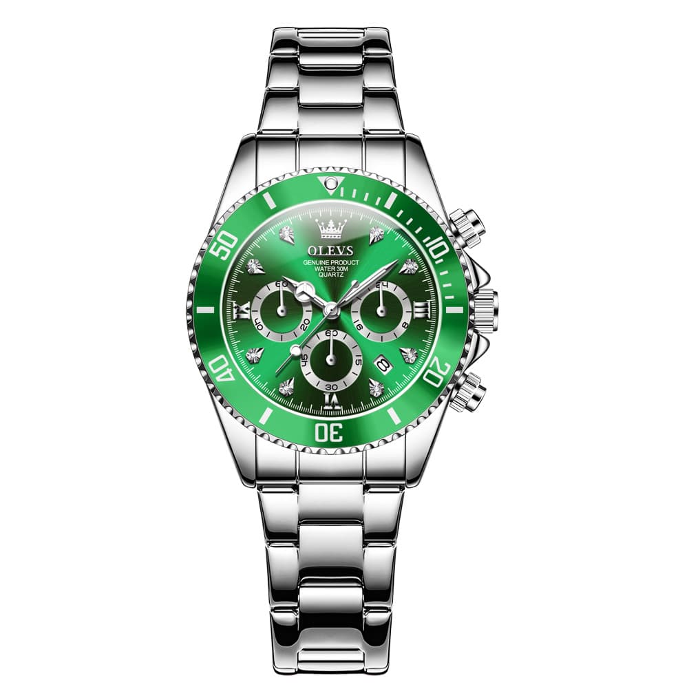 OLEVS Women Chronograph Watch Stainless Steel Sport Date Quartz 5632