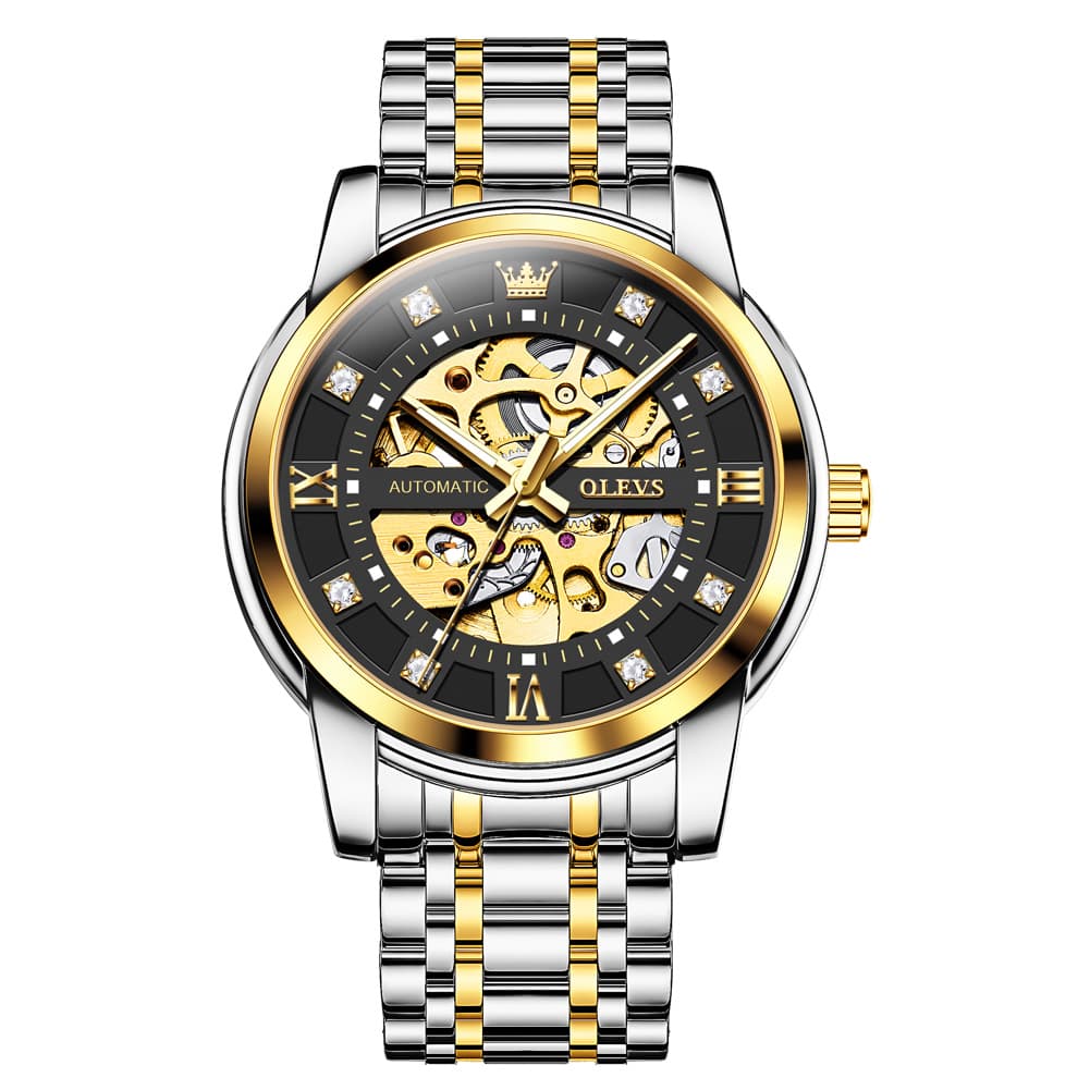OLEVS Full Skeleton Diamond Dial Automatic Mechanical Watch 9901 for Men