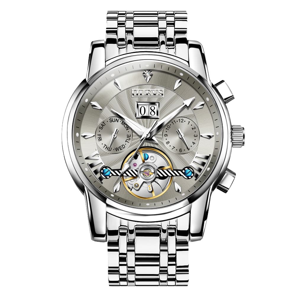 OLEVS Open Heart Multifunction Automatic Mechanical Watch 9965 Big Date for Men