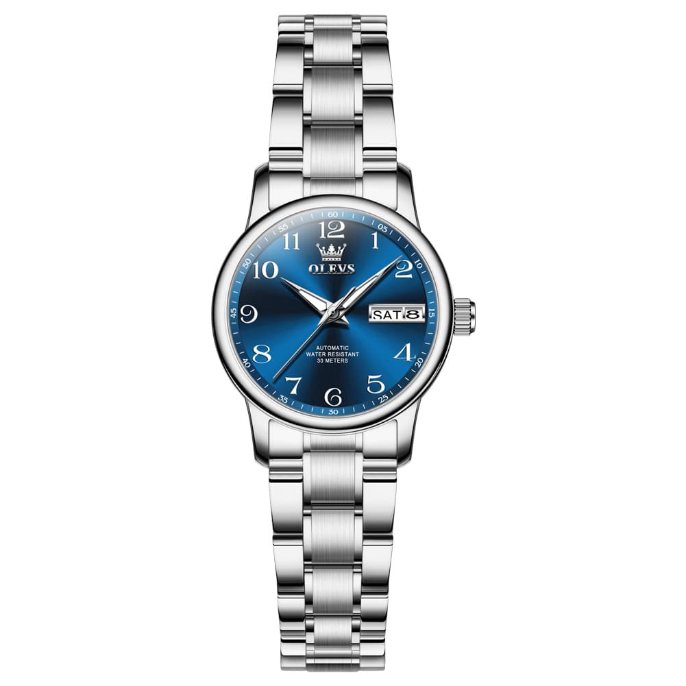OLEVS 7072 Arabic Numeral Dual Calendar Automatic Watch For Women