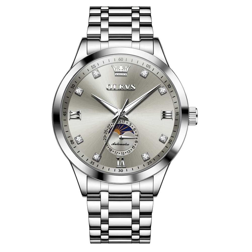OLEVS 7041 Solid Steel Moon Phase Automatic Watch For Men