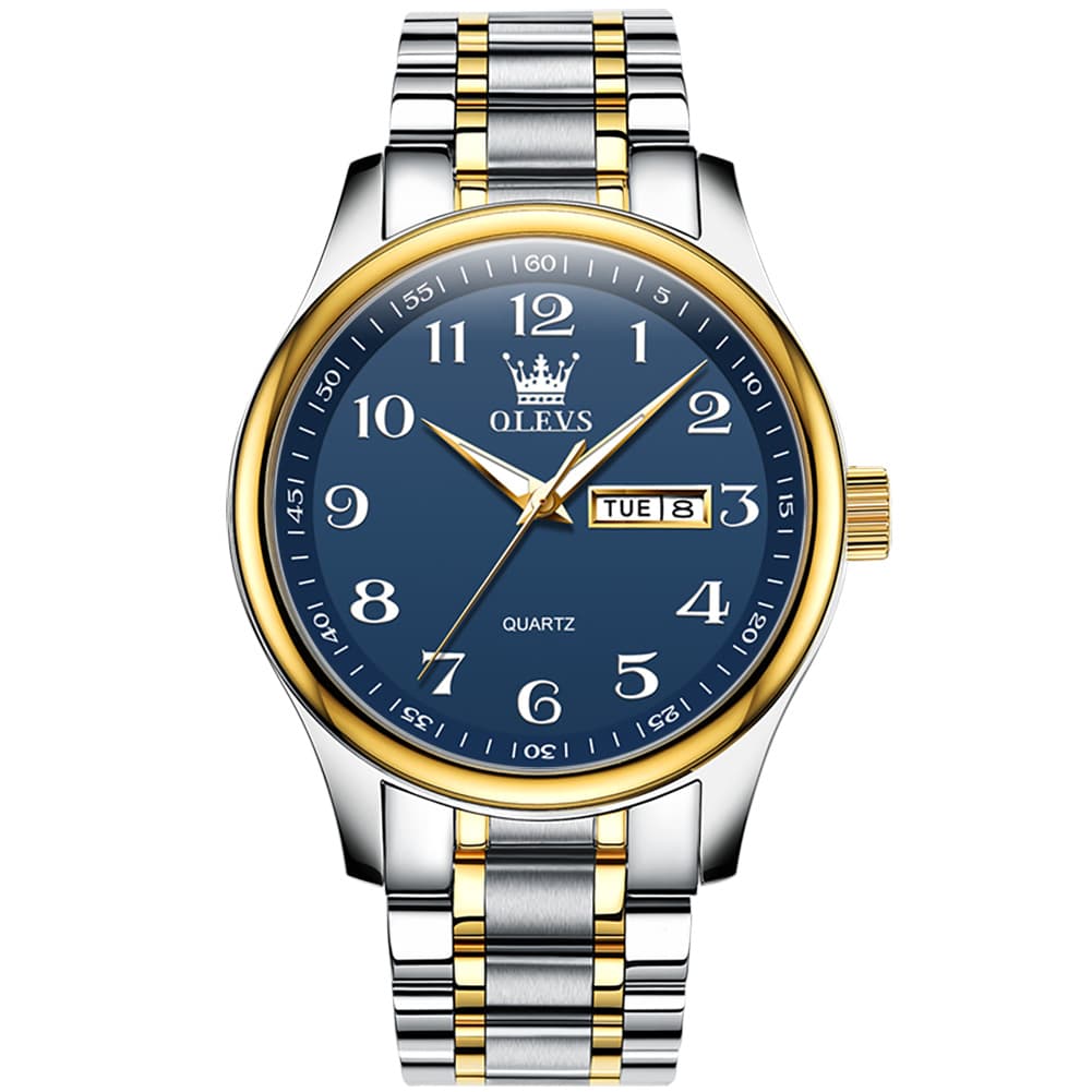 OLEVS Men and Women Couple Watch Stainless Steel Quartz Day Date Arabic Numerals 5567