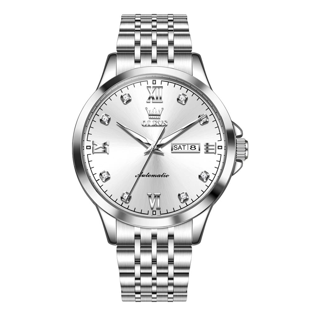 OLEVS 7092 Diamond Accent Dual Calendar Automatic Watch For Men