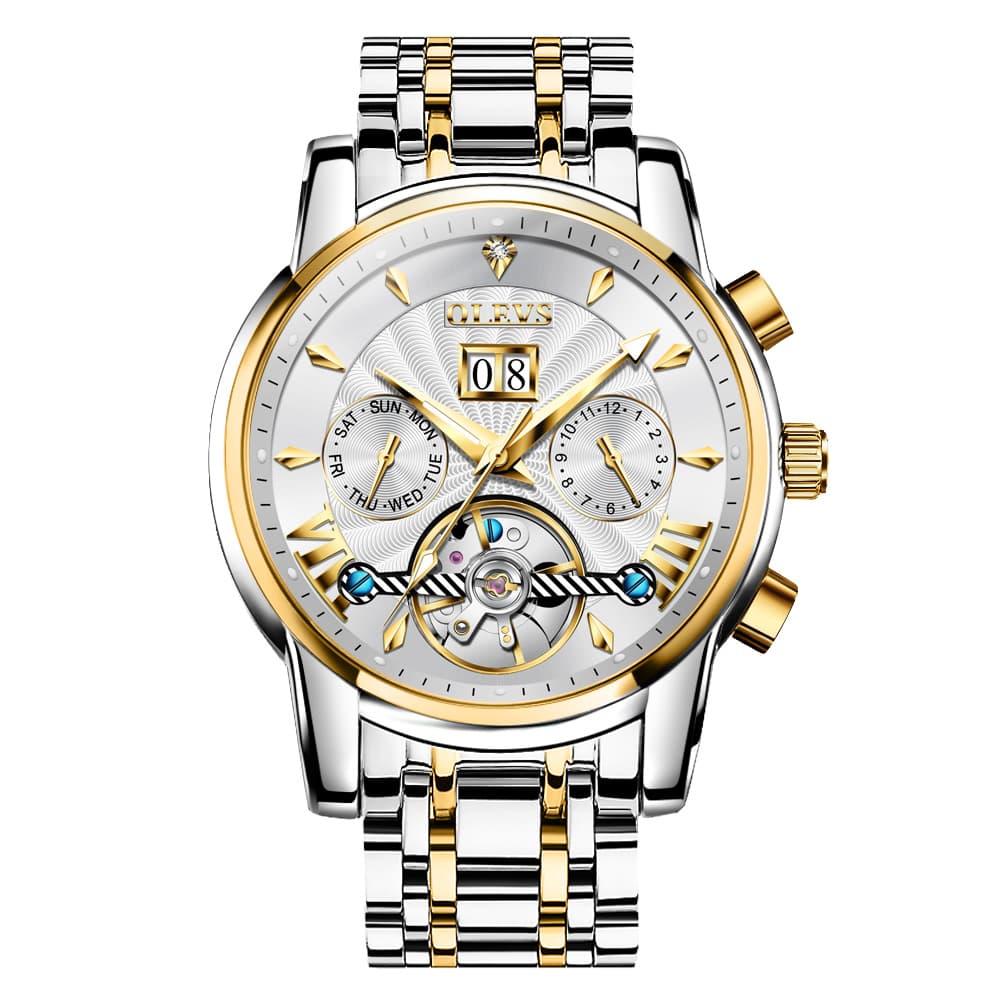 OLEVS Open Heart Multifunction Automatic Mechanical Watch 9965 Big Date for Men