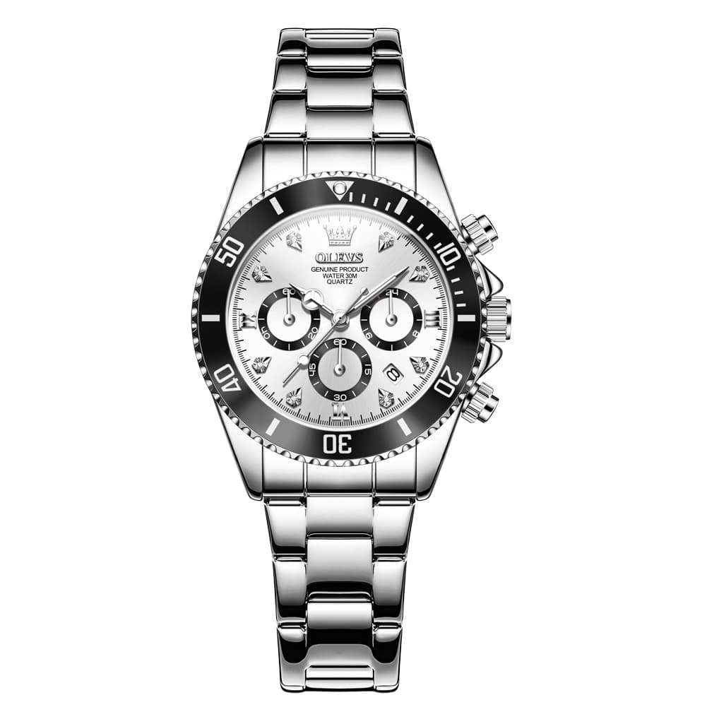 OLEVS Women Chronograph Watch Stainless Steel Sport Date Quartz 5632