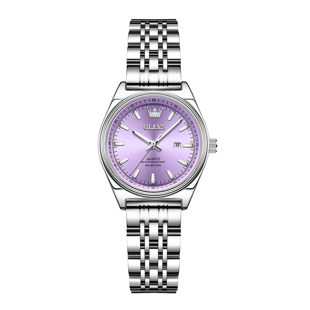 OLEVS 3703 Elegant Textured Dial Stainless Steel Womens Watch