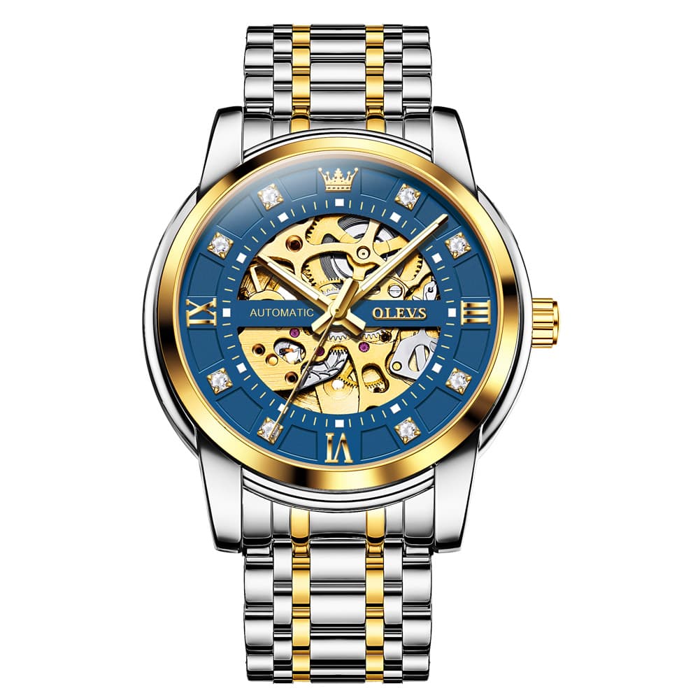 OLEVS Full Skeleton Diamond Dial Automatic Mechanical Watch 9901 for Men