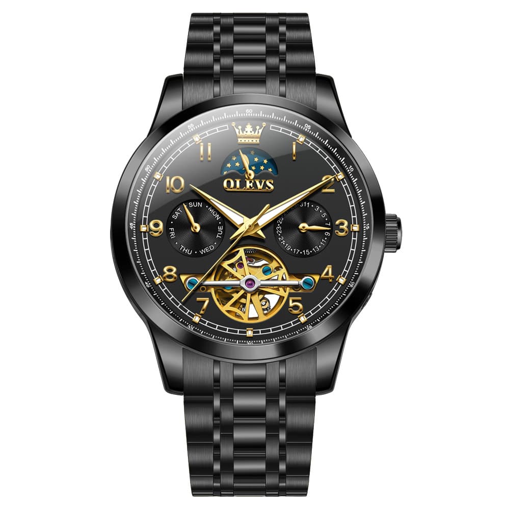 OLEVS 7071 Open Heart Moon Phase Automatic Watch For Men