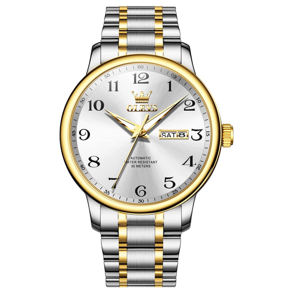 OLEVS 7072 Arabic Numeral Dual Calendar Automatic Watch For Men