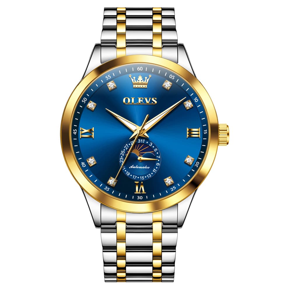 OLEVS 7041 Solid Steel Moon Phase Automatic Watch For Men