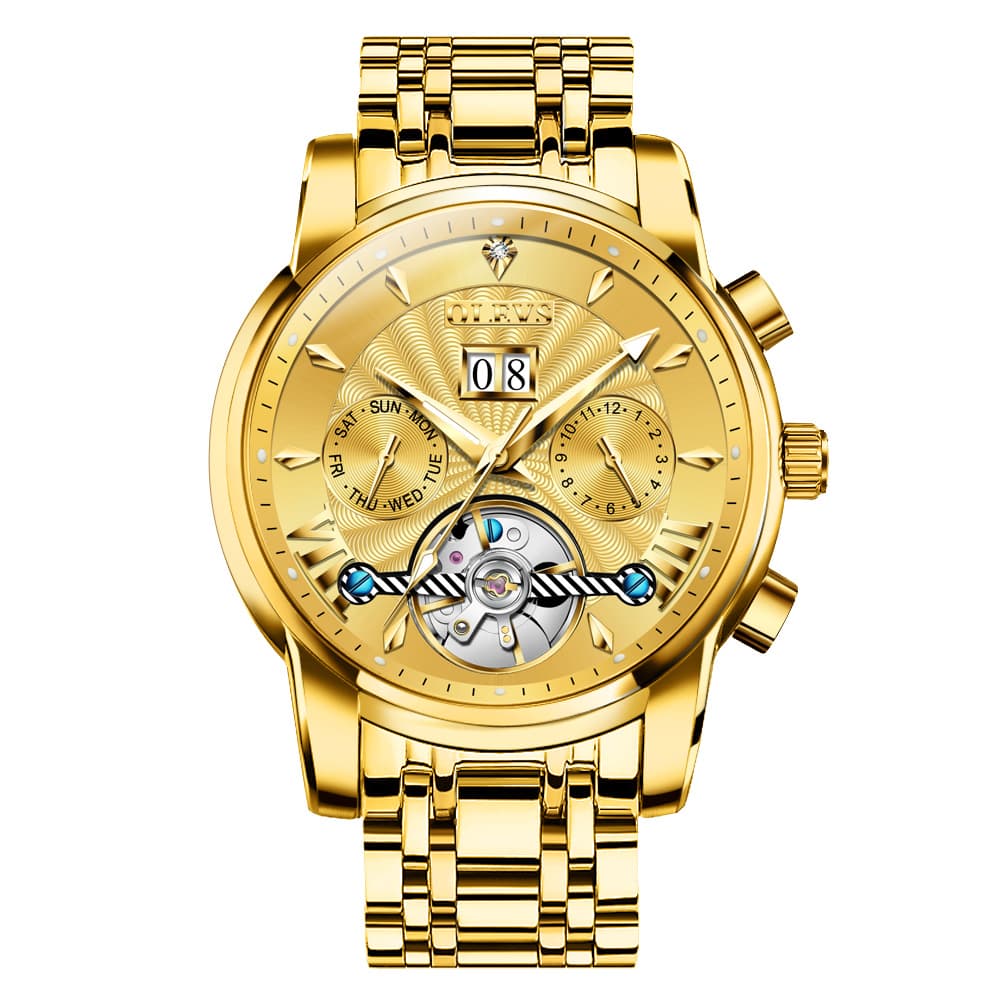 OLEVS Open Heart Multifunction Automatic Mechanical Watch 9965 Big Date for Men