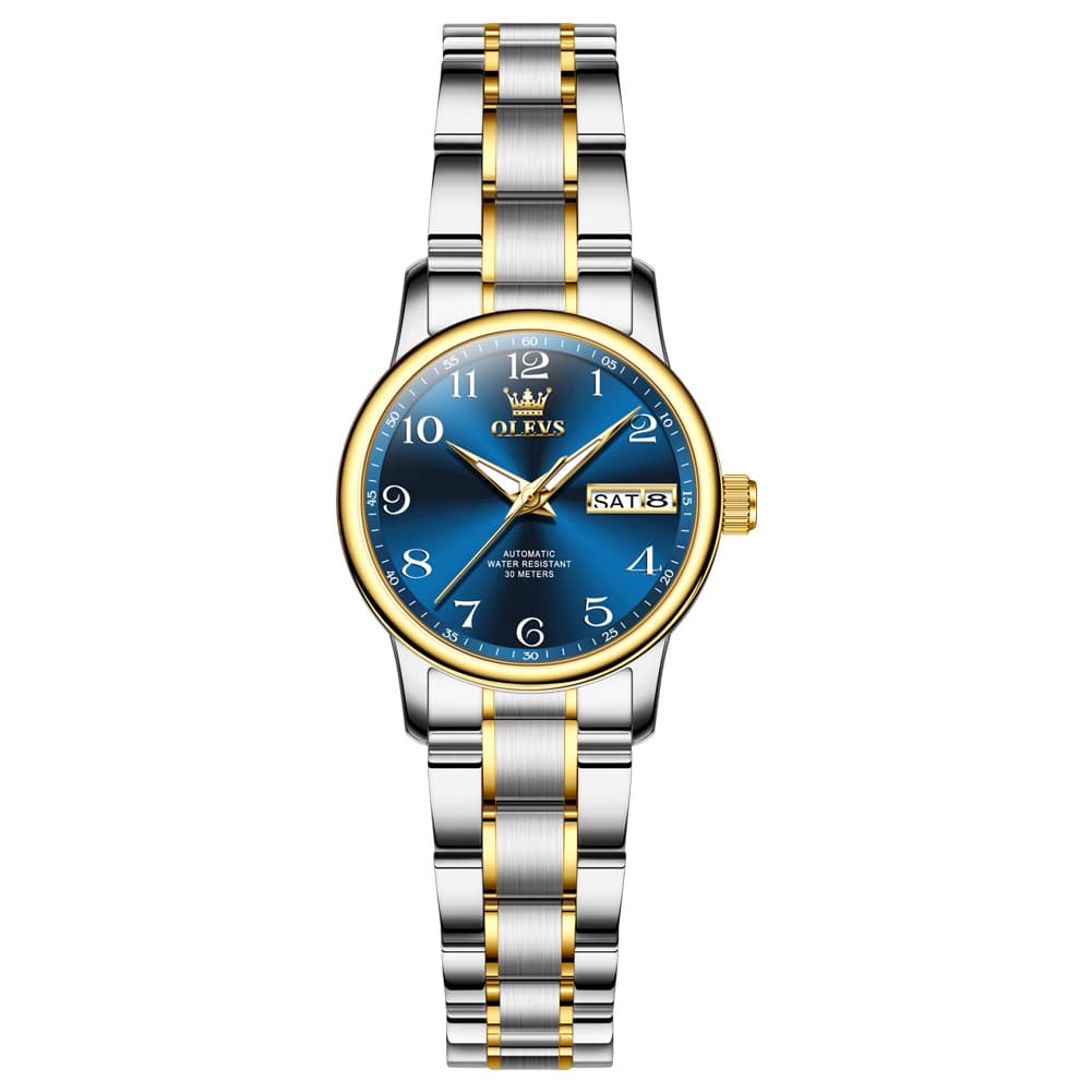 OLEVS 7072 Arabic Numeral Dual Calendar Automatic Watch For Women