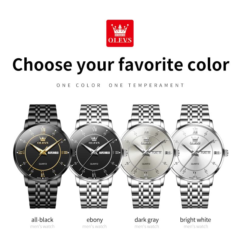 OLEVS Classic Roman Quartz Luminous Dress Watch for Men 3680