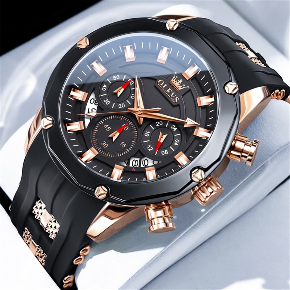 OLEVS 9991 Bold Chronograph Racing Silicone Watch for Men