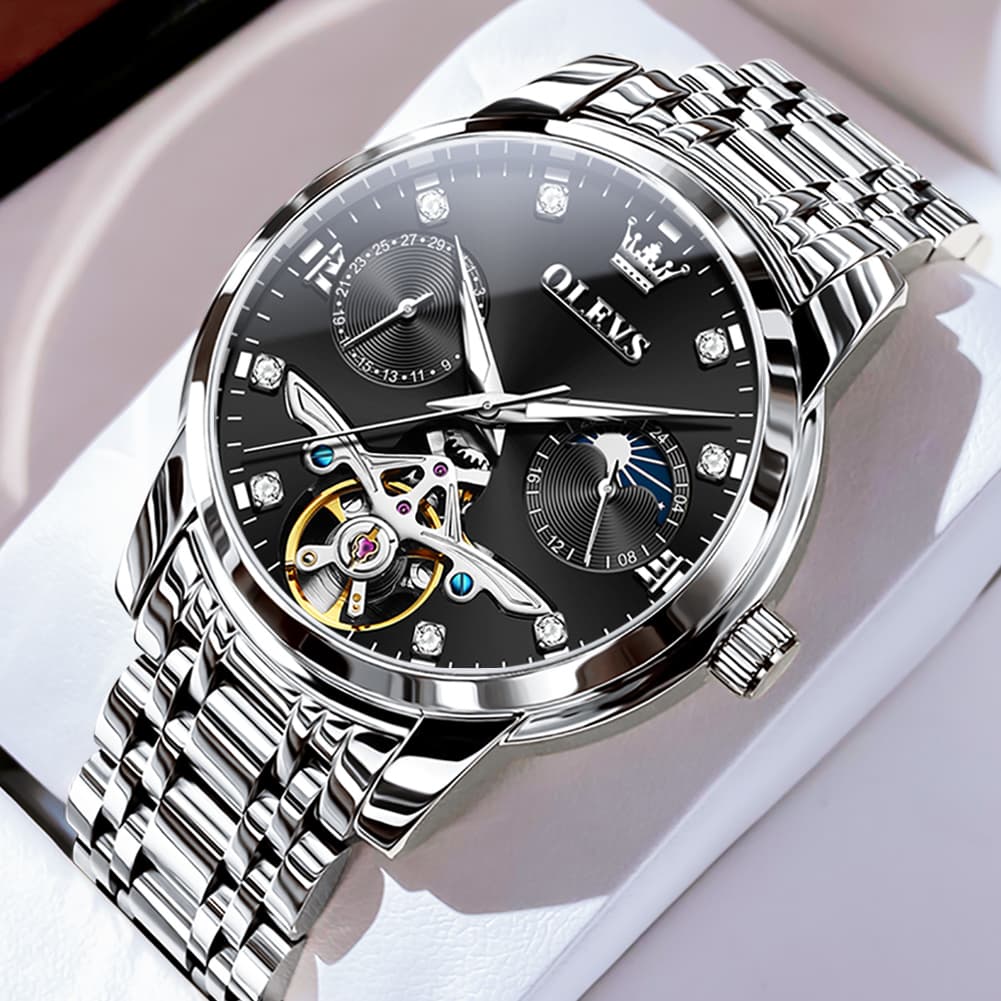 OLEVS 6703 Moon Phase Tourbillon Automatic Mechanical Watch For Men