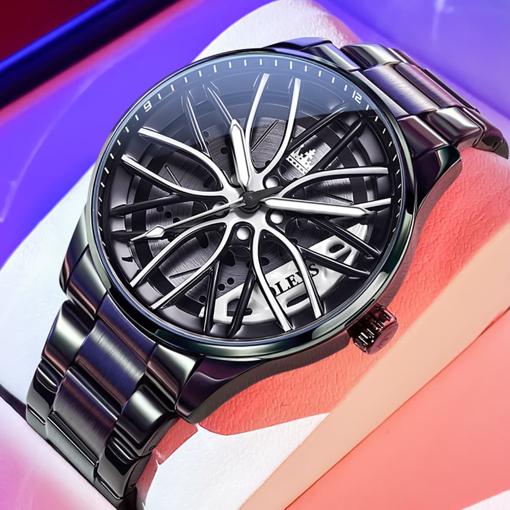 OLEVS 9937 Wheel Caliper Rim Racing Quartz Watch for Men