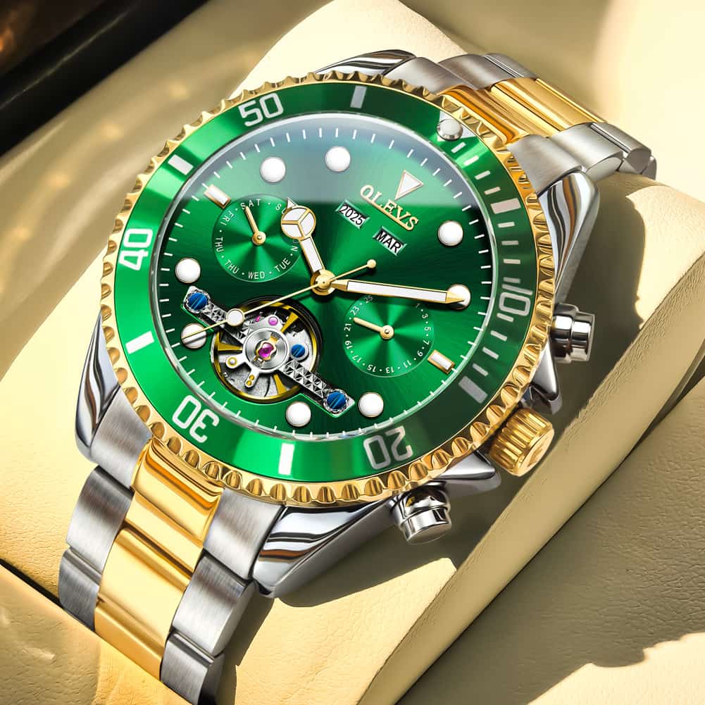 OLEVS 6605 Classic Open Heart Automatic Dive Style Watch for Men