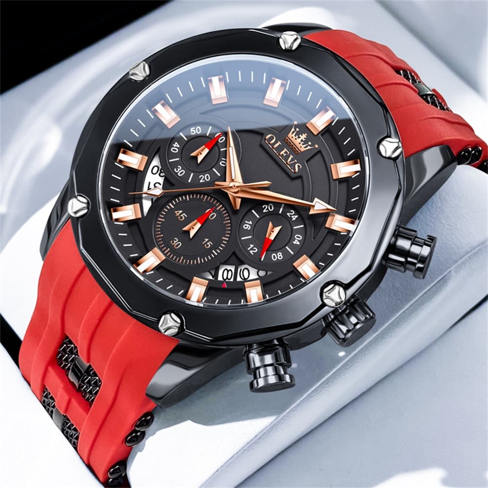 OLEVS 9991 Bold Chronograph Racing Silicone Watch for Men