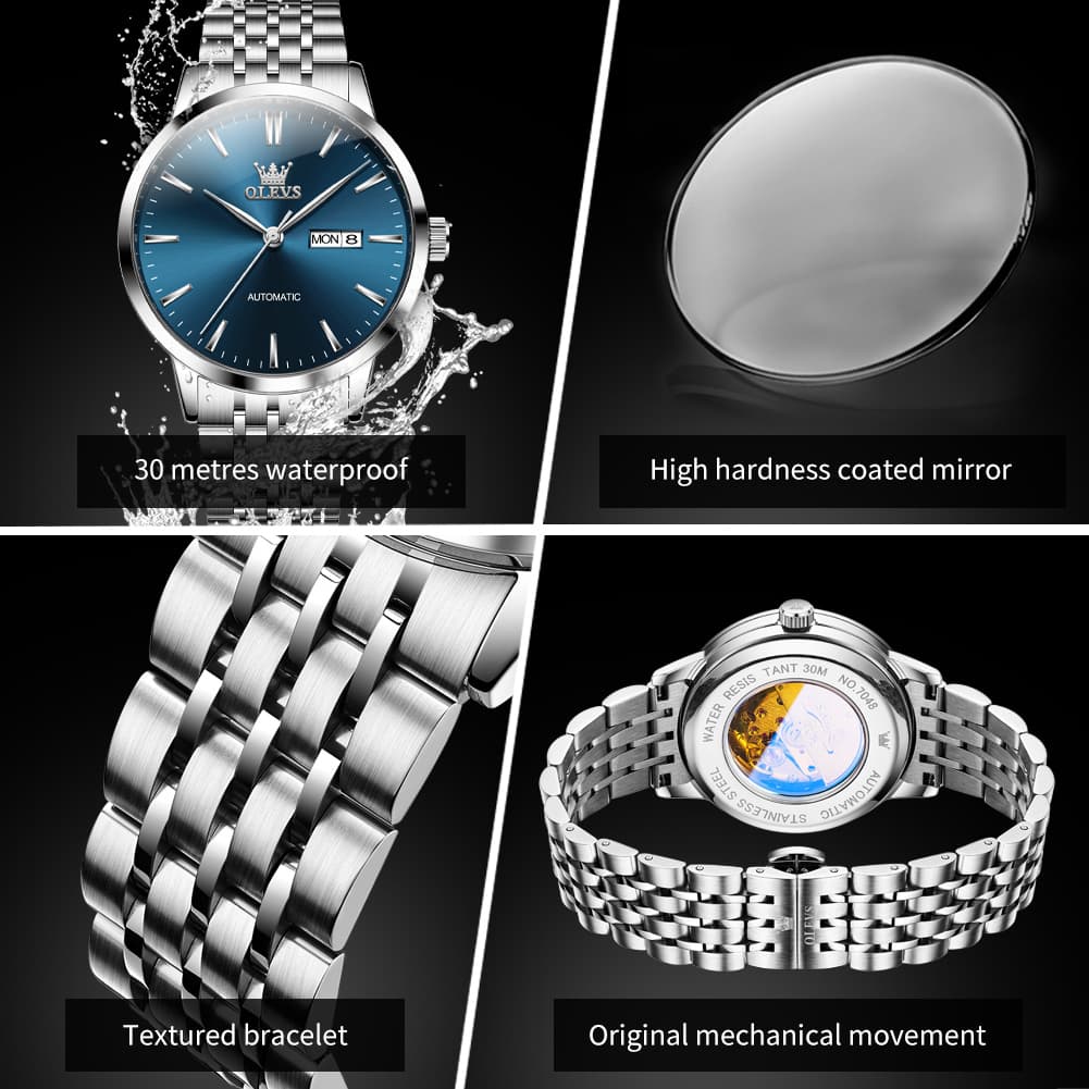 OLEVS 7048 Minimalist Dual Calendar Automatic Watch For Men