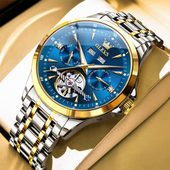 OLEVS 7091 Double Open Heart Multi-Function Automatic Watch For Men