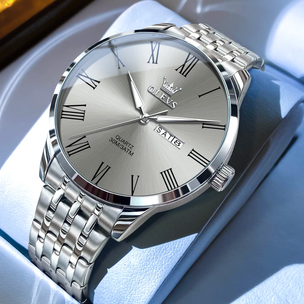 OLEVS 3633 Minimalist Sunray Roman Quartz Watch for Men