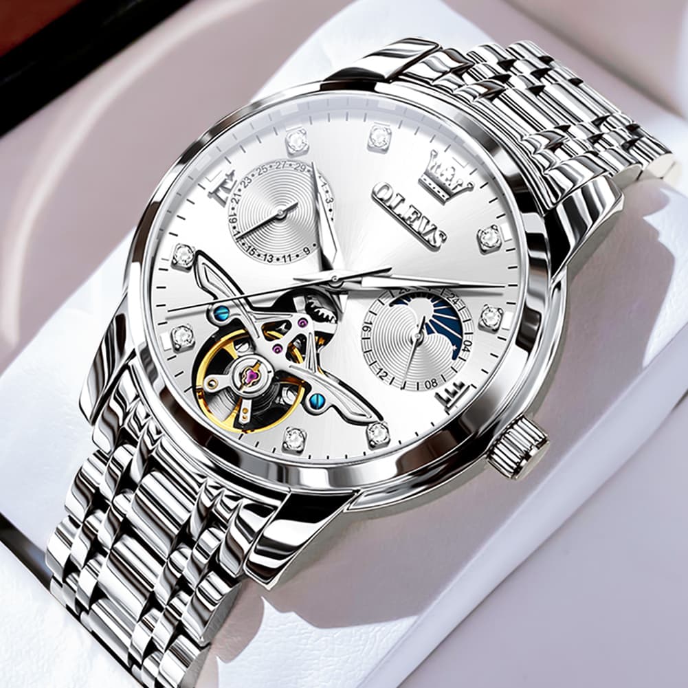 OLEVS 6703 Moon Phase Tourbillon Automatic Mechanical Watch For Men