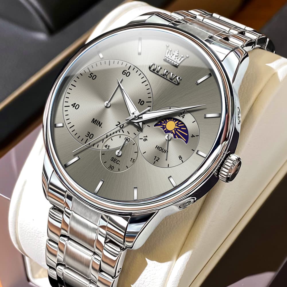 OLEVS 2936 Chronograph Moon Phase Quartz Watch for Men