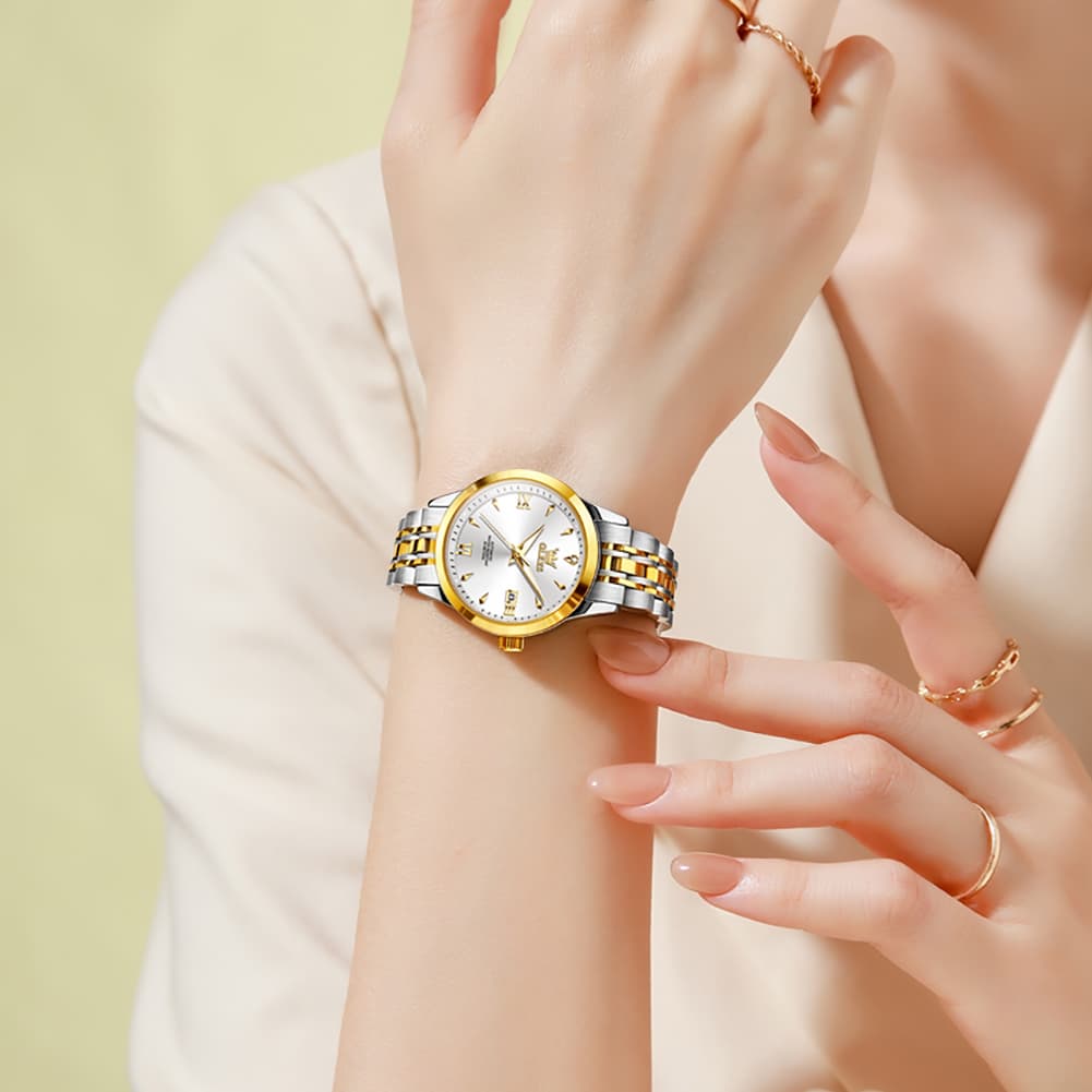 OLEVS Diamond Dial Day Date Automatic Mechanical Watch 9956 for Women