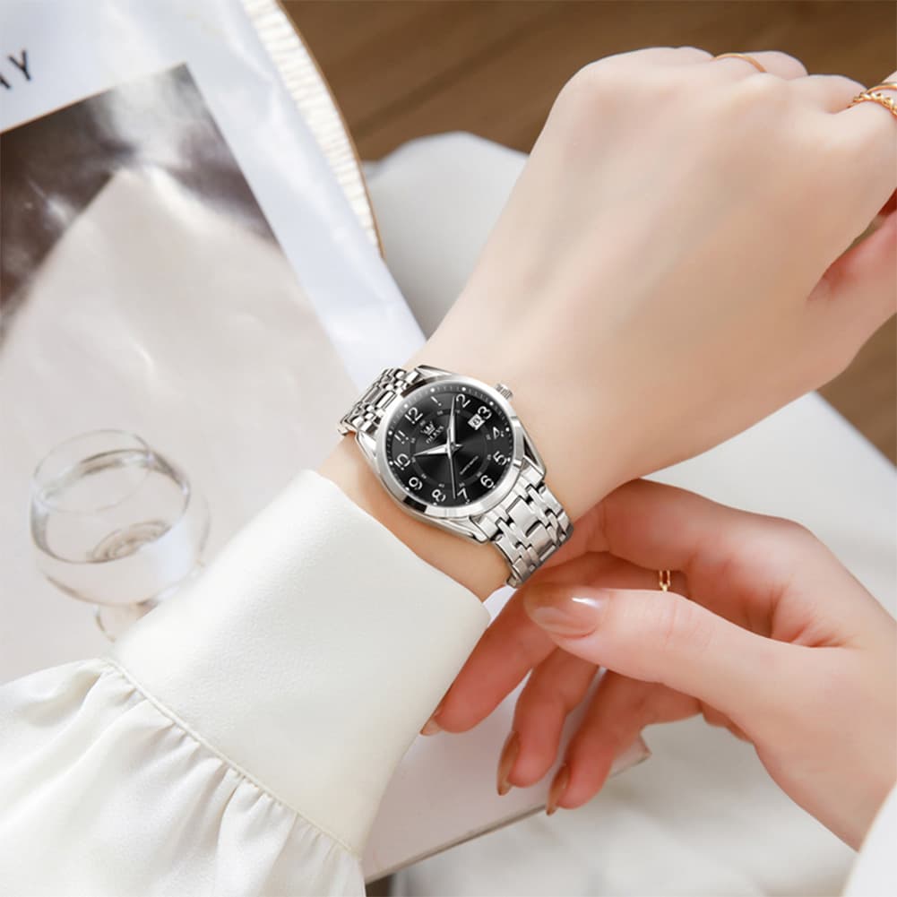 OLEVS 3666 Quartz Luminous Stainless Steel Watch For Women
