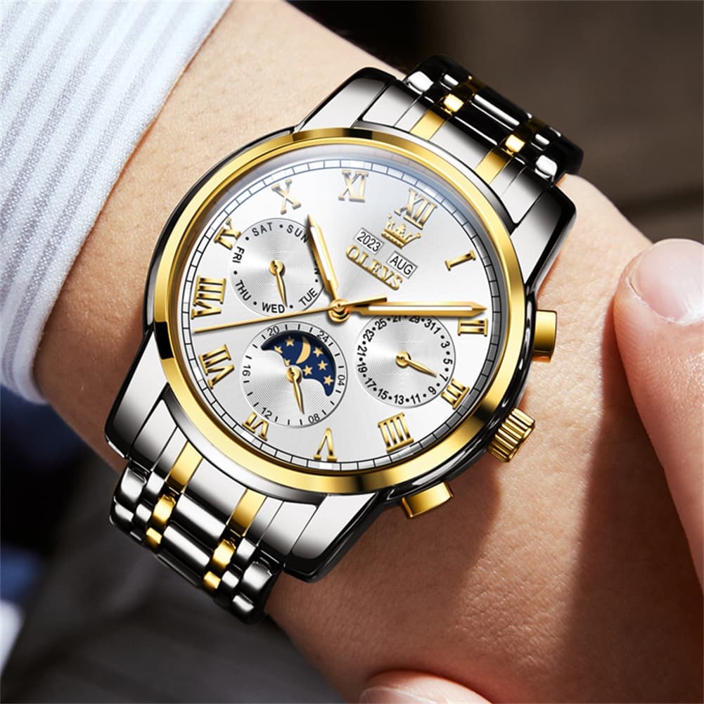 OLEVS 6692 Automatic Moon Phase Multifunction Steel Watch for Men