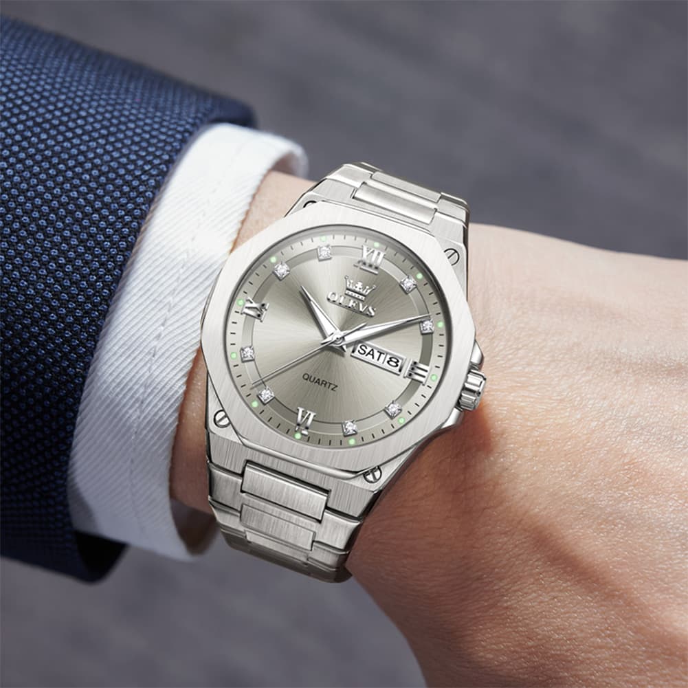 OLEVS 3736 Polygonal Diamond Quartz Watch for Men