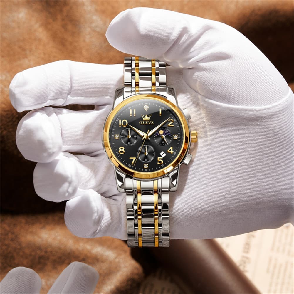 OLEVS 3628 Multifunction Moon Phase Quartz Watch for Men